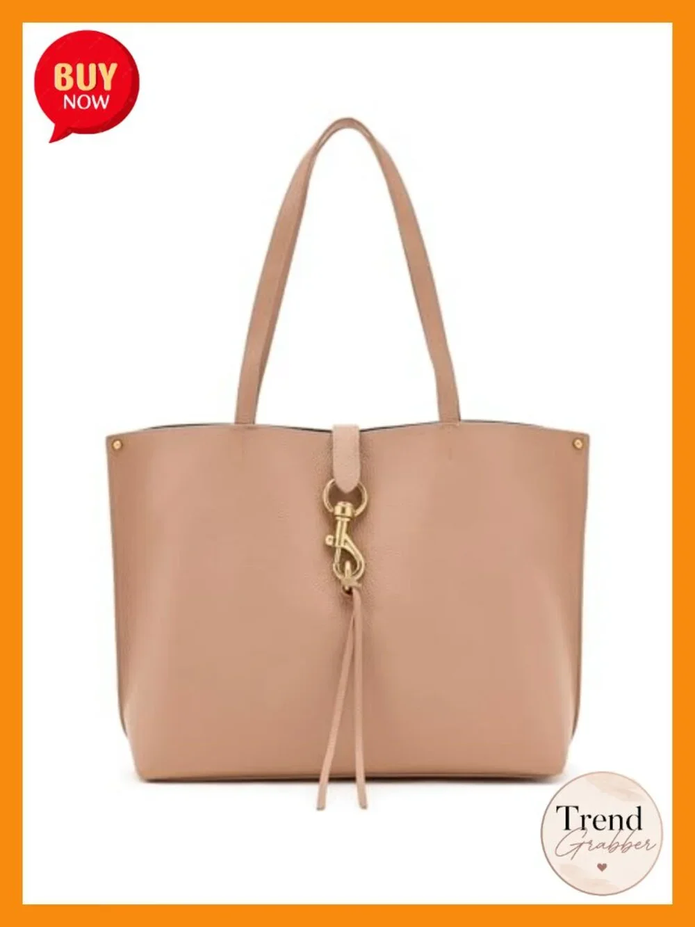 Genuine Leather Tote Bag - Shoulder Handbag with Magnetic Closure